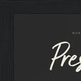 Presence Word of Intention Framed print 13x18 cm / 5x7″ Black frame Carbon paper corner detail