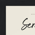 Serenity Word of Intention Framed print 13x18 cm / 5x7″ Black frame Linen paper corner detail