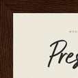 Presence Word of Intention Framed print 13x18 cm / 5x7″ Dark wood frame Linen paper corner detail