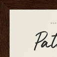 Patience Word of Intention Framed print 13x18 cm / 5x7″ Dark wood frame Linen paper corner detail