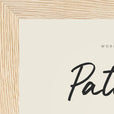 Patience Word of Intention Framed print 13x18 cm / 5x7″ Wood frame Linen paper corner detail