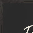 Patience Word of Intention Framed print 60x80 cm / 24x32″ Black frame Carbon paper corner detail