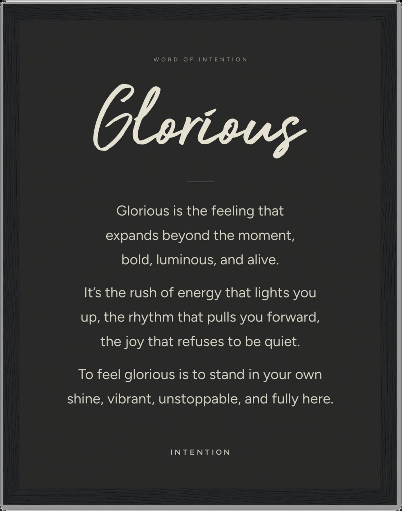 Glorious, Word of Intention