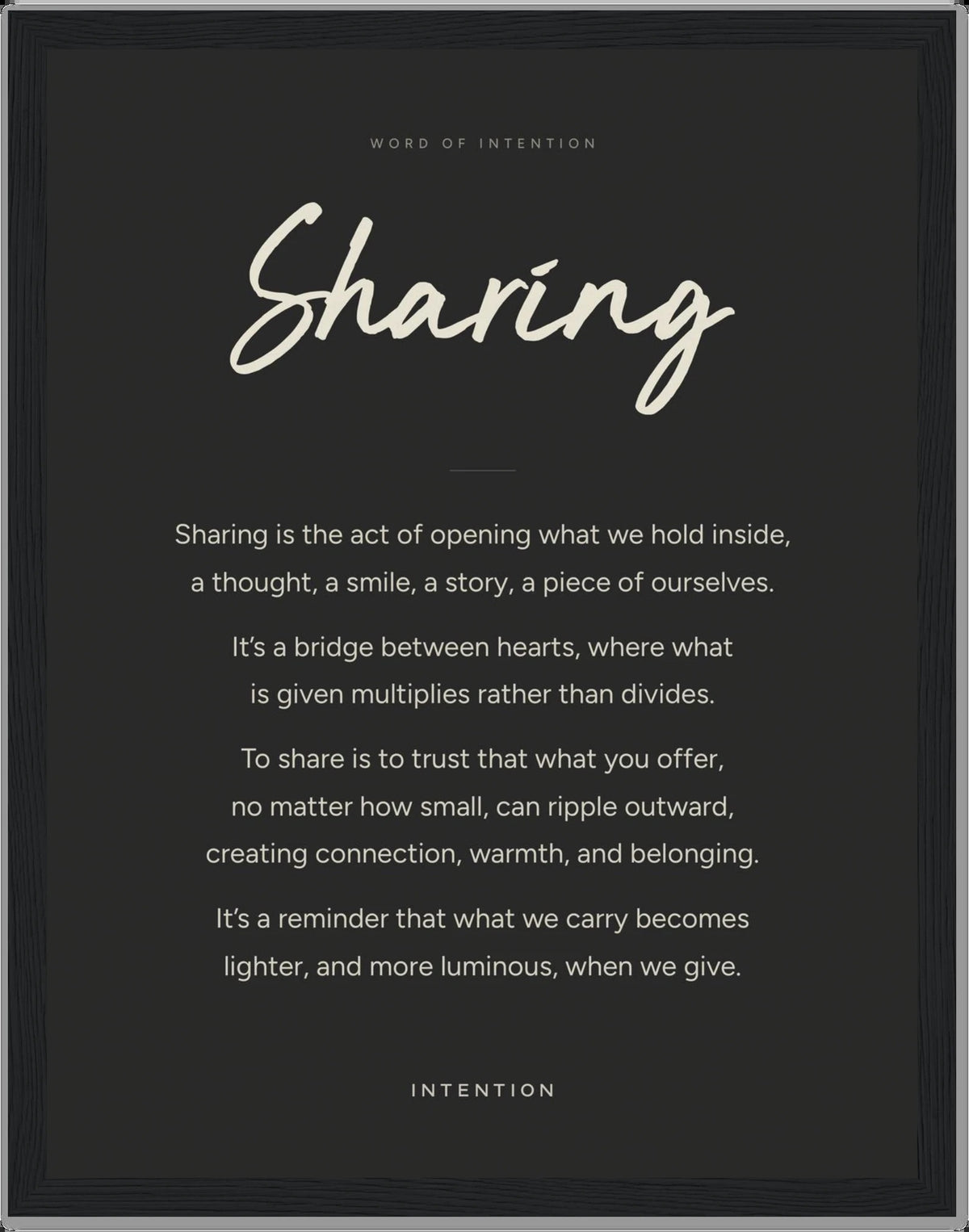 Sharing, Word of Intention
