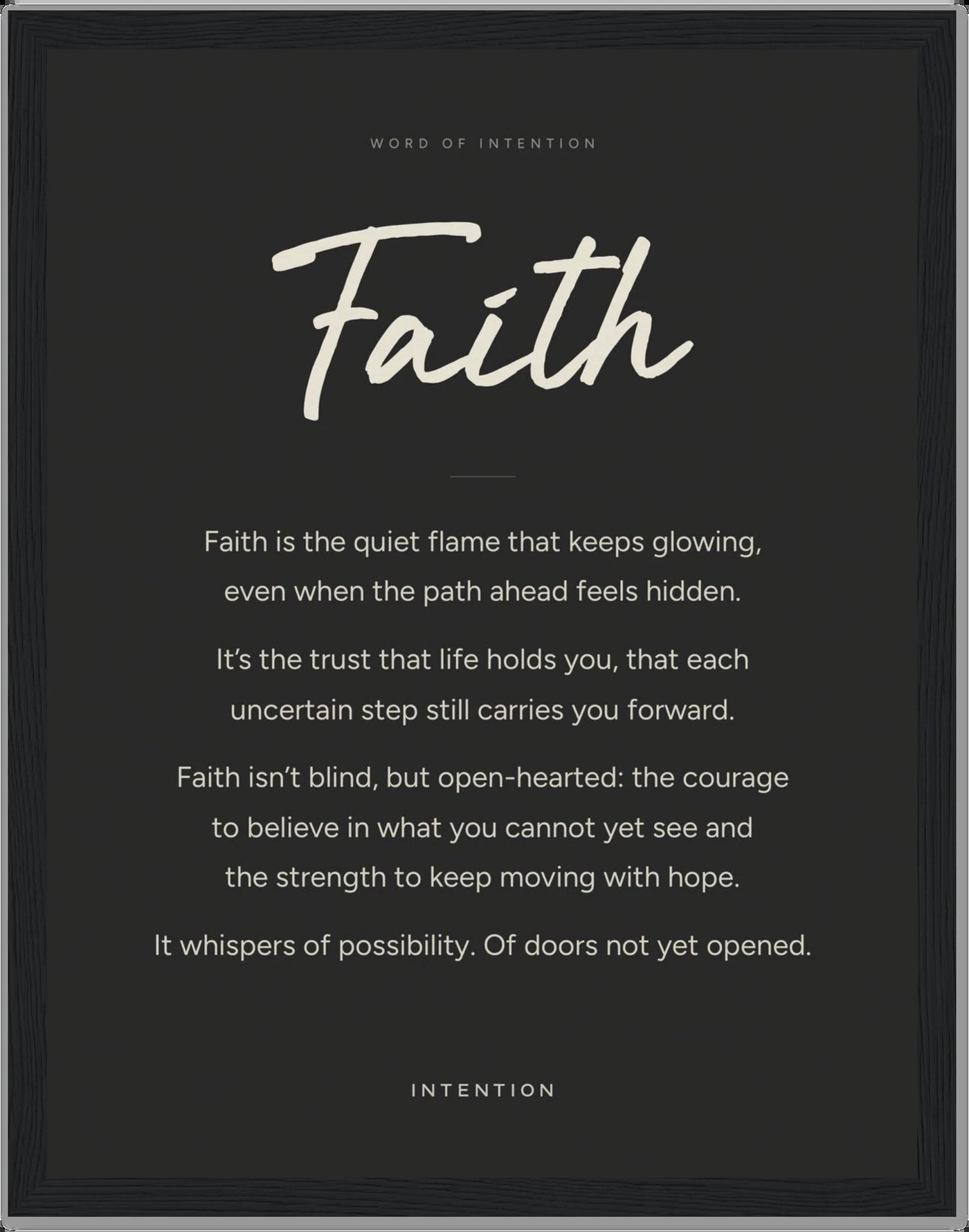 Faith, Word of Intention