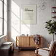 Glorious Word of Intention Framed print 60x80 cm / 24x32″ White frame Linen paper in interior