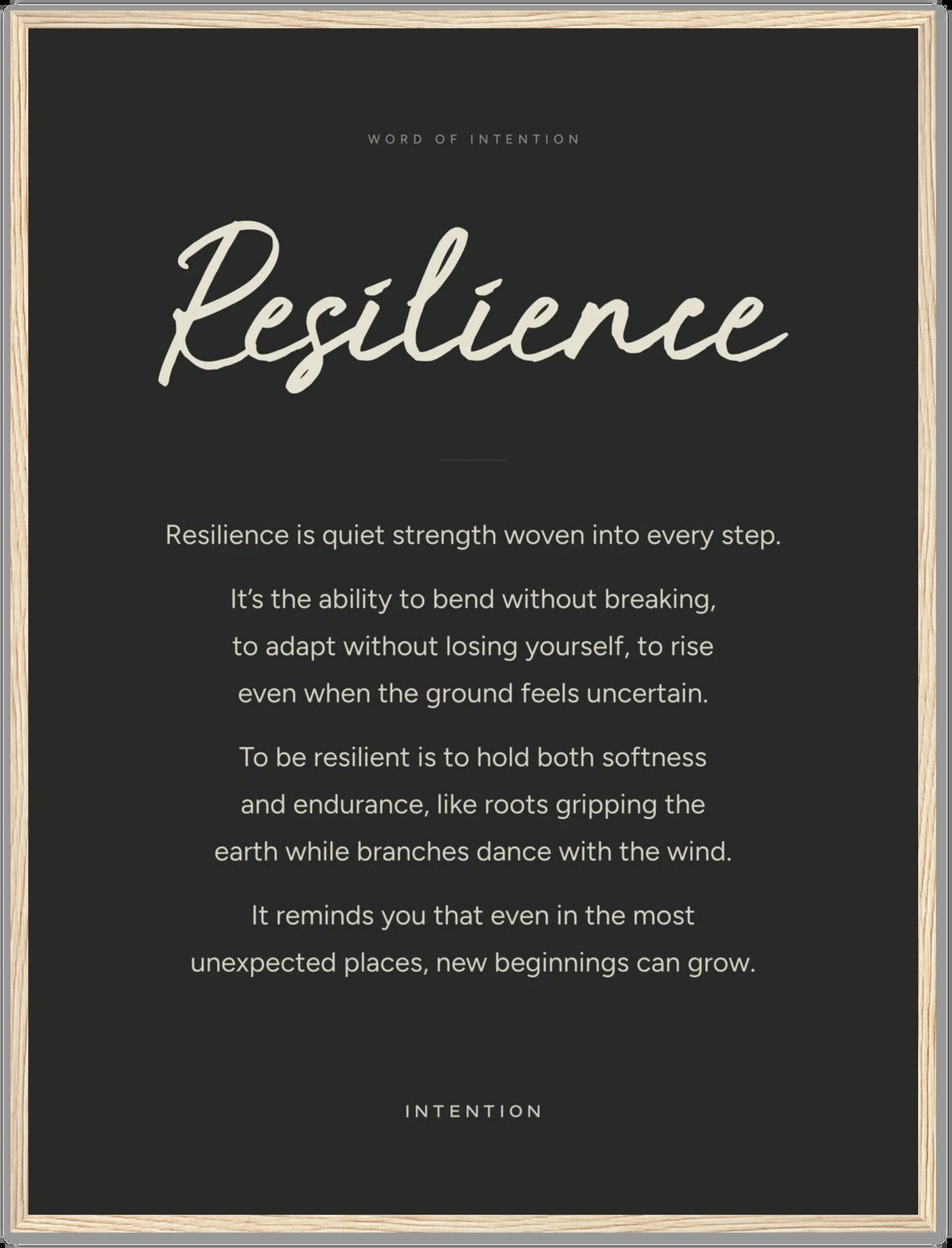 Resilience, Word of Intention