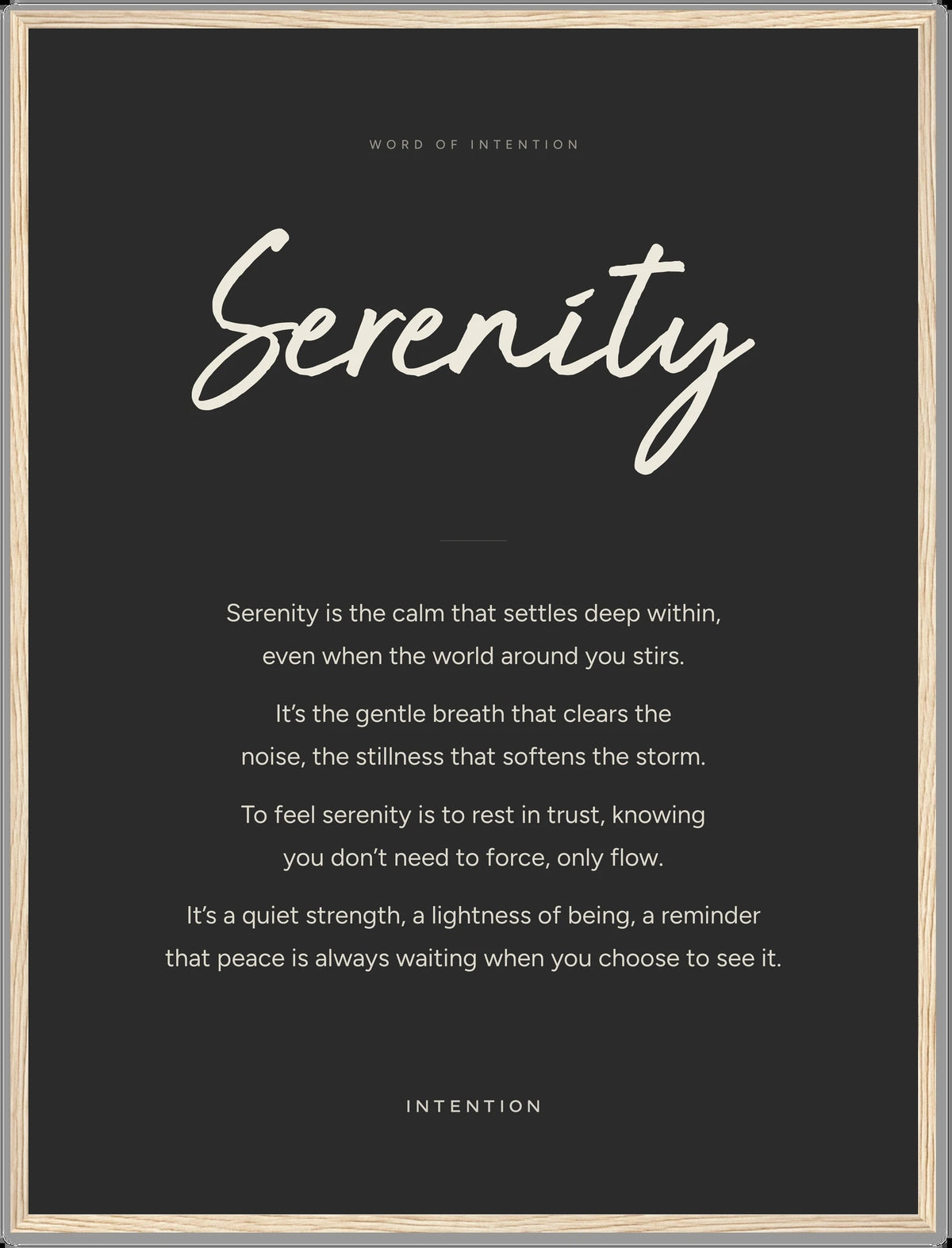 Serenity, Word of Intention