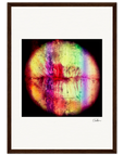 A digital artwork of close-up lips with vivid rainbow colors and abstract paint textures on a white background, framed in a dark wood gallery-quality frame. The artist's signature appears at the lower right of this unique home decor piece.