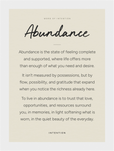 Abundance Word of Intention Framed print 13x18 cm / 5x7″ White frame Linen paper