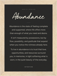 Abundance Word of Intention Framed print 13x18 cm / 5x7″ Wood frame Carbon paper