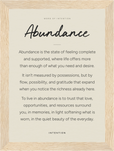 Abundance Word of Intention Framed print 13x18 cm / 5x7″ Wood frame Linen paper