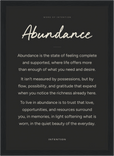 Abundance Word of Intention Framed print 21x29.7 cm / 8x12" Black frame Carbon paper