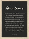 Abundance Word of Intention Framed print 21x29.7 cm / 8x12" Wood frame Carbon paper