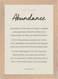 Abundance Word of Intention Framed print 21x29.7 cm / 8x12" Wood frame Linen paper