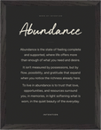 Abundance Word of Intention Framed print 30x40 cm / 12x16″ Black frame Carbon paper