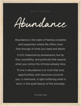Abundance Word of Intention Framed print 30x40 cm / 12x16″ Wood frame Carbon paper
