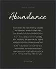 Abundance Word of Intention Framed print 40x50 cm / 16x20″ Black frame Carbon paper