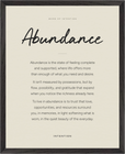 Abundance Word of Intention Framed print 40x50 cm / 16x20″ Black frame Linen paper