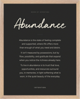 Abundance Word of Intention Framed print 40x50 cm / 16x20″ Wood frame Carbon paper