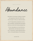 Abundance Word of Intention Framed print 40x50 cm / 16x20″ Wood frame Linen paper