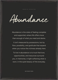 Abundance Word of Intention Framed print 50x70 cm / 20x28″ Black frame Carbon paper