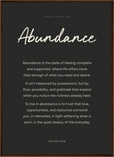 Abundance Word of Intention Framed print 50x70 cm / 20x28″ Dark wood frame Carbon paper