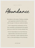 Abundance Word of Intention Framed print 50x70 cm / 20x28″ White frame Linen paper
