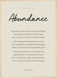 Abundance Word of Intention Framed print 50x70 cm / 20x28″ Wood frame Linen paper