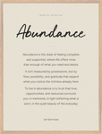 Abundance Word of Intention Framed print 60x80 cm / 24x32″ Wood frame Linen paper