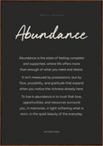 Abundance Word of Intention Framed print 70x100 cm / 28x40″ Dark wood frame Carbon paper