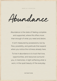 Abundance Word of Intention Framed print 70x100 cm / 28x40″ Wood frame Linen paper