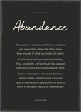Abundance Word of Intention Framed print A1 (59.4 x 84.1 cm) Black frame Carbon paper