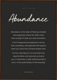 Abundance Word of Intention Framed print A1 (59.4 x 84.1 cm) Dark wood frame Carbon paper