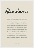 Abundance Word of Intention Framed print A1 (59.4 x 84.1 cm) White frame Linen paper