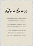 Abundance Word of Intention Framed print A1 (59.4 x 84.1 cm) White frame Linen paper