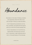 Abundance Word of Intention Framed print A1 (59.4 x 84.1 cm) Wood frame Linen paper