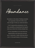 Abundance Word of Intention Framed print A2 (42 x 59.4 cm) Black frame Carbon paper