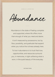 Abundance Word of Intention Framed print A2 (42 x 59.4 cm) Wood frame Linen paper