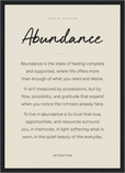 Abundance Word of Intention Framed print A3 (29.7 x 42 cm) Black frame Linen paper