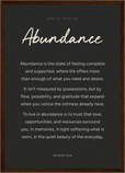 Abundance Word of Intention Framed print A3 (29.7 x 42 cm) Dark wood frame Carbon paper
