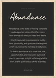 Abundance Word of Intention Framed print A3 (29.7 x 42 cm) Wood frame Carbon paper