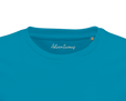 Adventurous Dancing in Colours Organic Men's Fitted T-shirt Aqua inside neck