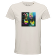 Adventurous Dancing in Colours Organic Men's Fitted T-shirt Off White flat front