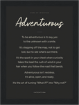Adventurous Word of Intention Framed print 13x18 cm / 5x7″ Black frame Carbon paper