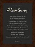 Adventurous Word of Intention Framed print 13x18 cm / 5x7″ Dark wood frame Carbon paper