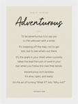 Adventurous Word of Intention Framed print 13x18 cm / 5x7″ White frame Linen paper