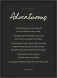 Adventurous Word of Intention Framed print 21x29.7 cm / 8x12" Black frame Carbon paper
