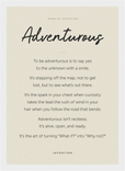 Adventurous Word of Intention Framed print 21x29.7 cm / 8x12" White frame Linen paper