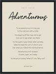Adventurous Word of Intention Framed print 30x40 cm / 12x16″ Black frame Linen paper